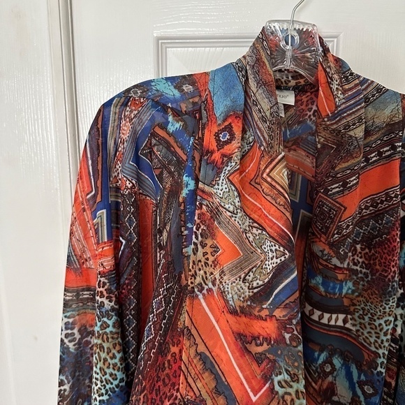 Avenue Open Kimono Shawl Collar Top Brown Blue Red NEW with Tag - Picture 4 of 5